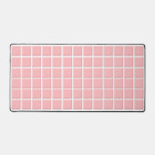 Girly Licht Roze Wit Vierkant Faux Tegels Patroon Bureaumat (Voorkant)