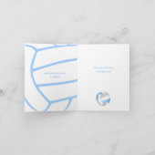 girly lichtblauw volleybal 16e verjaardag kaart (Binnen)