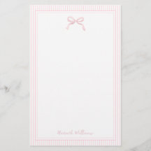 Girly Light Pink Bow en Stripes Border