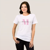 Girly Light Pink en Polka Dot Monogram Tri-Blend Shirt (Voorkant volledig)
