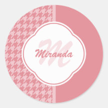 Girly Light Pink Houndstooth Monogram met naam