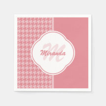 Girly Light Pink Houndstooth Monogram met naam