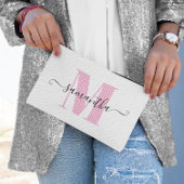 Girly Light Roze en Witte Polka Dot Monogram Etui