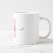 Girly Light Roze en Witte Polka Dot Monogram Grote Koffiekop (Rechts)
