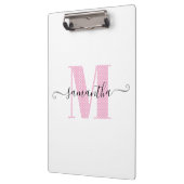 Girly Light Roze en Witte Polka Dot Monogram Klembord (Links)