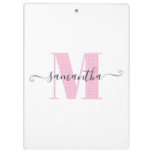 Girly Light Roze en Witte Polka Dot Monogram Klembord (Achterkant)