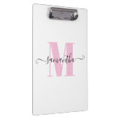 Girly Light Roze en Witte Polka Dot Monogram Klembord (Rechts)