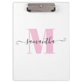 Girly Light Roze en Witte Polka Dot Monogram Klembord (Voorkant)