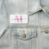 Girly Light Roze en Witte Polka Dot Monogram Naamplaatje (In situ)