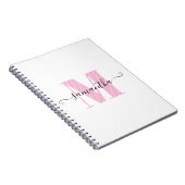 Girly Light Roze en Witte Polka Dot Monogram Notitieboek (Rechterzijde)