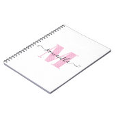 Girly Light Roze en Witte Polka Dot Monogram Notitieboek (Linkerzijde)