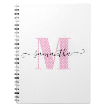 Girly Light Roze en Witte Polka Dot Monogram