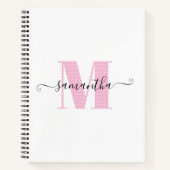 Girly Light Roze en Witte Polka Dot Monogram Notitieboek (Voorkant)