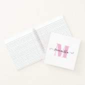 Girly Light Roze en Witte Polka Dot Monogram Notitieboek (Binnen)