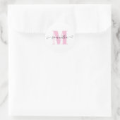 Girly Light Roze en Witte Polka Dot Monogram Ronde Sticker (Tas)
