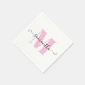 Girly Light Roze en Witte Polka Dot Monogram Servet (Hoek)