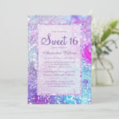 Girly lila lavendel blauwgroen marmer glitter Swee Kaart (Staand voorkant)