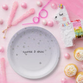 Girly Lila Paars Confetti Glam Silver Sparkle Papieren Bordje (Feest)