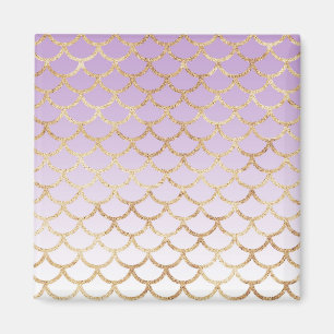 Girly Lila Paars Gold Mermaid Glitter Sparkles Magneet
