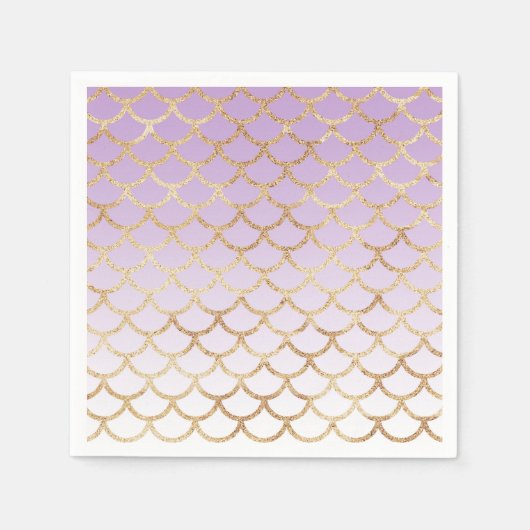 Girly Lila Paars Gold Mermaid Glitter Sparkles Servet (Voorkant)