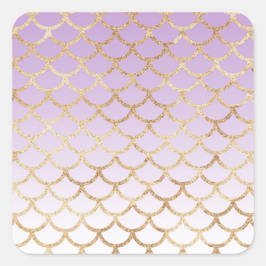 Girly Lila Paars Gold Mermaid Glitter Sparkles Vierkante Sticker (Voorkant)