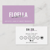 Girly Lila Trendy Script Beauty Loyalty Visitekaartje (Voorkant / Achterkant)