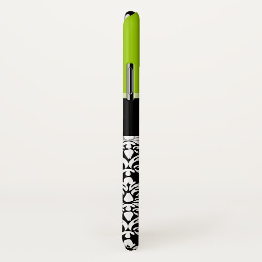 Girly Lime Green Black Damask Pattern Monogram Case-Mate iPhone Case (Achterkant / rechts)