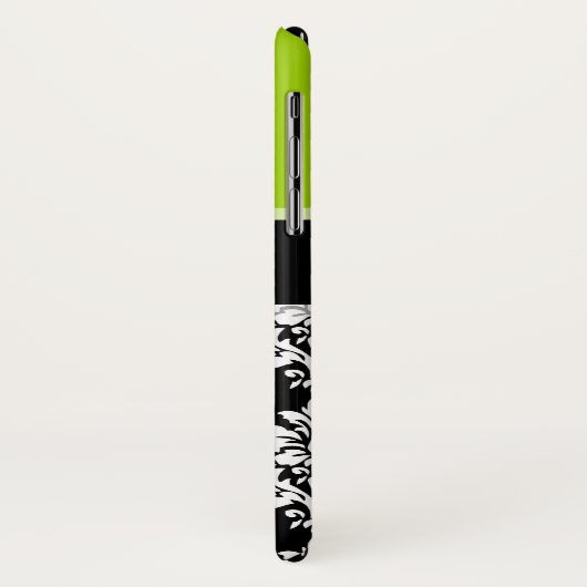 Girly Lime Green Black Damask Pattern Monogram Case-Mate iPhone Case (Achterkant/links)