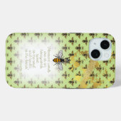 Girly Lime Green Gold Bee Grid Bible Queen Bee Case-Mate iPhone Case (Achterkant (horizontaal))