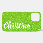 Girly Lime Groene Glitter Naam Gepersonaliseerd Case-Mate iPhone Case (Achterkant (horizontaal))