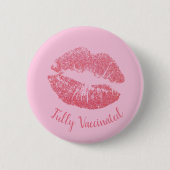 Girly Lipstick Kiss Pink  ingeënt Ronde Button 5,7 Cm (Voorkant)