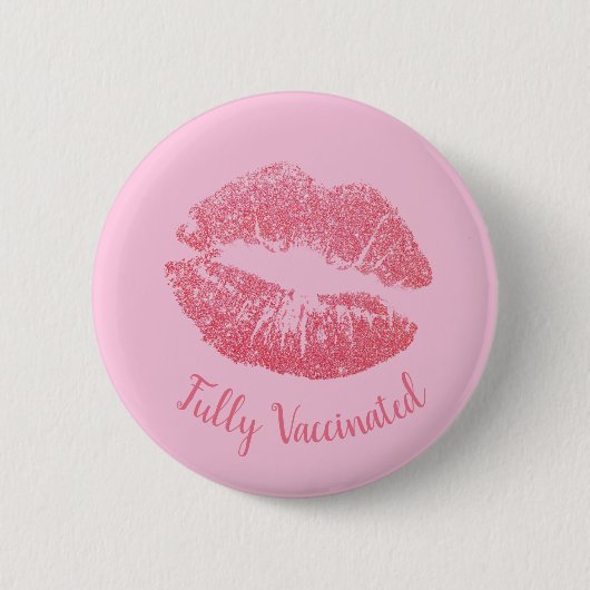 Girly Lipstick Kiss Pink  ingeënt Ronde Button 5,7 Cm (Voorkant)