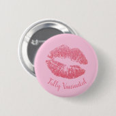 Girly Lipstick Kiss Pink  ingeënt Ronde Button 5,7 Cm (Voorkant /achterkant)