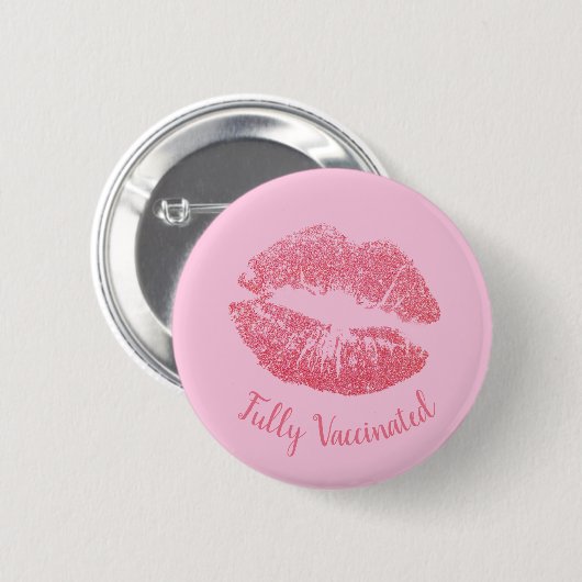 Girly Lipstick Kiss Pink  ingeënt Ronde Button 5,7 Cm (Voorkant /achterkant)
