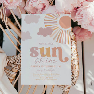 Girly Little Sunshine Verjaardag Uitnodiging