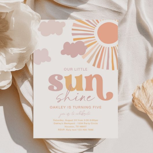 Girly Little Sunshine Verjaardag Uitnodiging