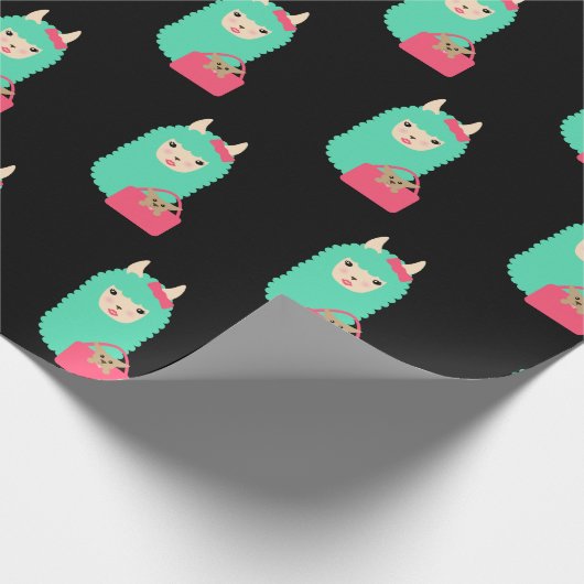 Girly Llama Emoji Cadeaupapier (Hoek)