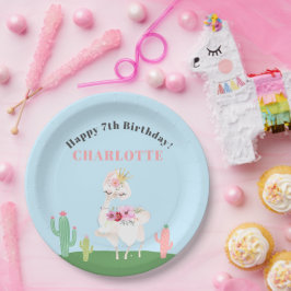 Girly Llama Floral Cactus Birthday Party Papieren Bordje