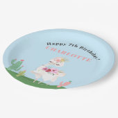 Girly Llama Floral Cactus Birthday Party Papieren Bordje (Gekanteld)