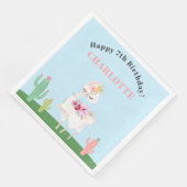 Girly Llama Floral Cactus Birthday Party Servet (Hoek)