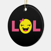 Girly LOL Emoji Keramisch Ornament (Links)