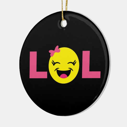 Girly LOL Emoji Keramisch Ornament (Links)