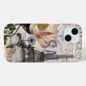 Girly Lotus bloem  Paris Eiffeltoren Case-Mate iPhone Case (Achterkant (horizontaal))