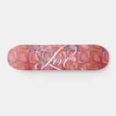 Girly Love Hearts Pink Flourged Calligraphy Skateboard (Horizontaal)