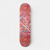 Girly Love Hearts Pink Flourged Calligraphy Skateboard (Voorkant)