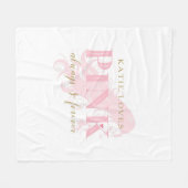 Girly Love Pink Forever Woman Silhouette Fleece Deken (Voorkant (Horizontaal))