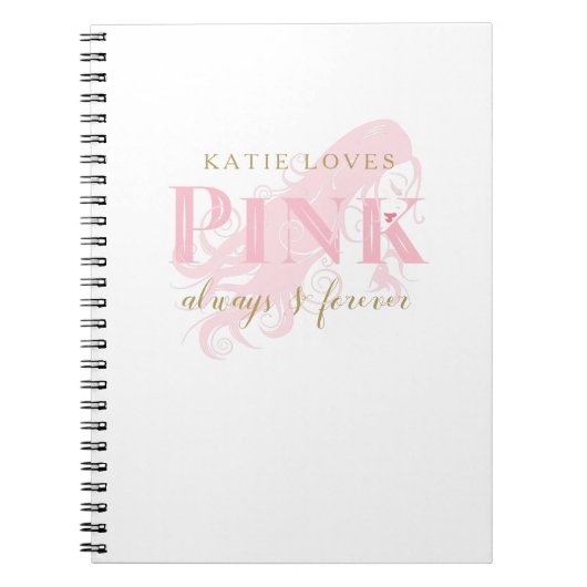 Girly Love Pink Forever Woman Silhouette Notitieboek (Voorkant)
