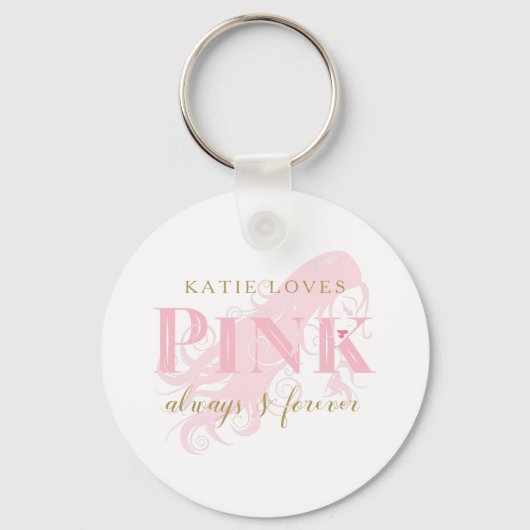 Girly Love Pink Forever Woman Silhouette Sleutelhanger (Voorkant)
