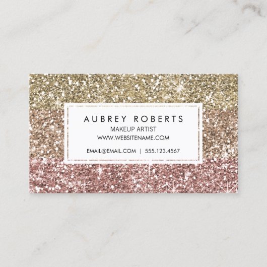 Girly Loyalty Punch Kaart Faux Roos Gold Glitter (Voorkant)