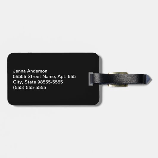 Girly Luipaardprint Elegante Paarse Strik en Naam Bagagelabel (Achterkant horizontaal)